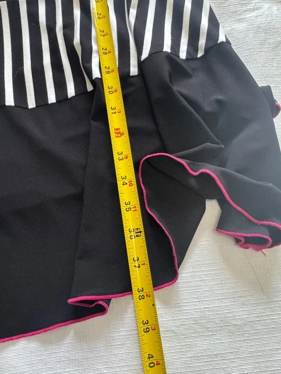 Joseph Ribkoff Black & White Chevron Midi Dress with Pink Trim - Picture 6 of 6